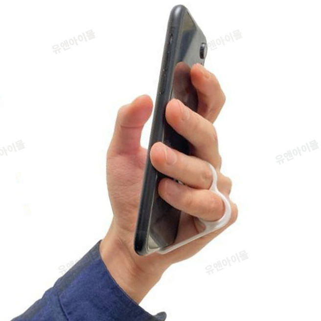 한손 핸드폰손잡이 휴대폰 손가락 그립 거치대 스탠드 톡 핑거 걸이, 연블루 (03-290B), 1개