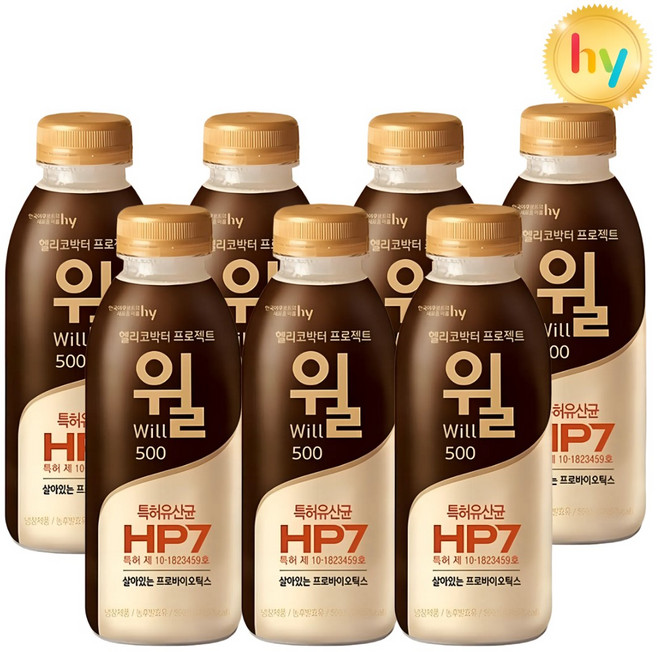 HY 한국야쿠르트 헬리코박터 프로젝트 대용량 윌 500ML, 7개