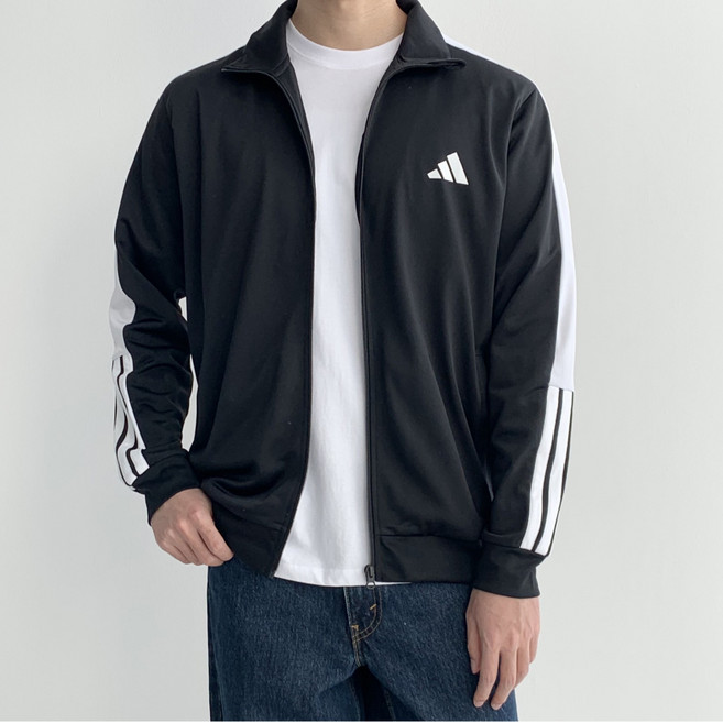 아디다스 남성 런닝 트랙탑 집업 져지 블랙 트레이닝복 레귤러핏 네이비 운동복