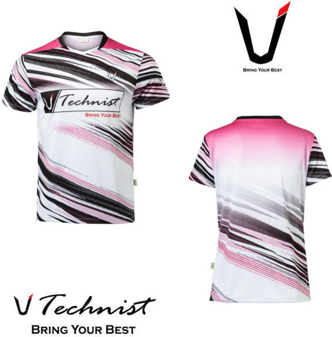 테크니스트 티셔츠 배드민턴 상의 반팔티 블랙 핑크 화이트 22TT-82A10 남성 여성 남녀공용 배드민턴복