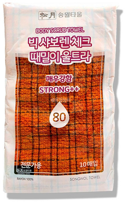 송월타올 빅때밀이 전문가용 빅샤보렌 고급 체크 때밀이 80, 주황, 1개