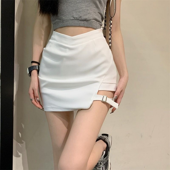 COSYEVNO 여성 여름 언발 컷팅 멜빵 스트랩 미니 스커트 섹시 LFHbtq-3