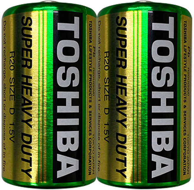 TOSHIBA 東芝 1號碳鋅電池, 2個裝, 1套