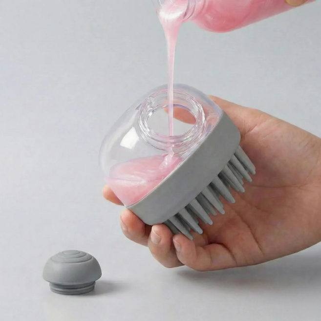 강아지 고양이 실리콘 샴푸 목욕 브러쉬, 그레이, 1개