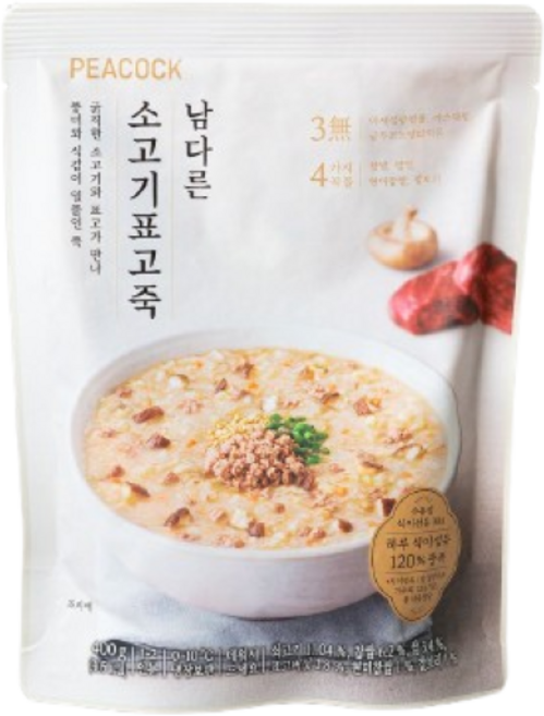 피코크 남다른 소고기표고죽 400g, 2개