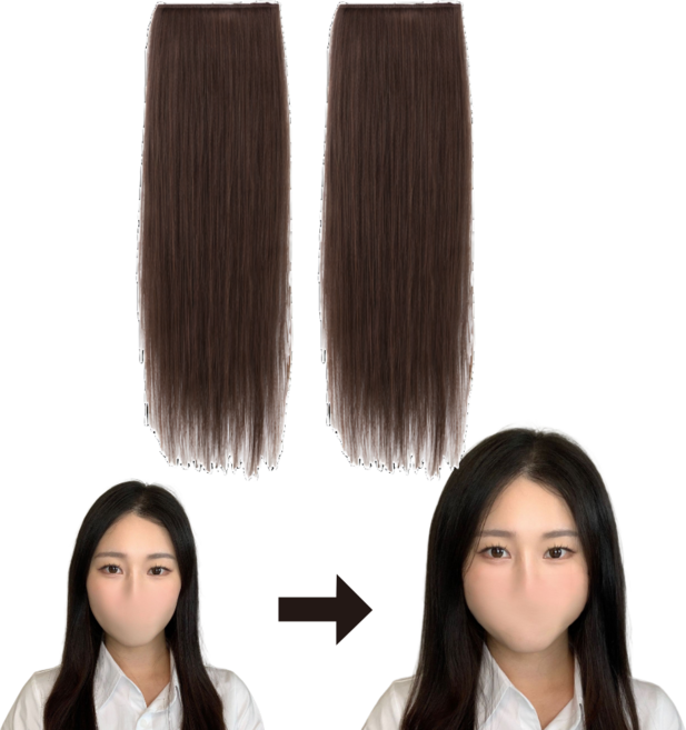 위그온리 볼륨 헤어피스 인모100 2p 긴머리 볼륨가발 숱보충 가발, 2개, 내추럴브라운 long