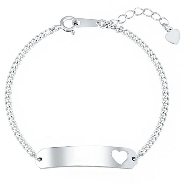 실버925 미아방지 팔찌 양면무료각인 실버바 하트바 모양, 실버, 1개 - 쿠팡