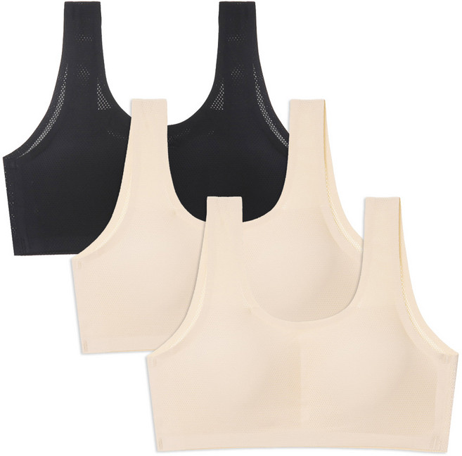 엘라운지 심리스 메쉬 슬리브리스 브라탑 3P