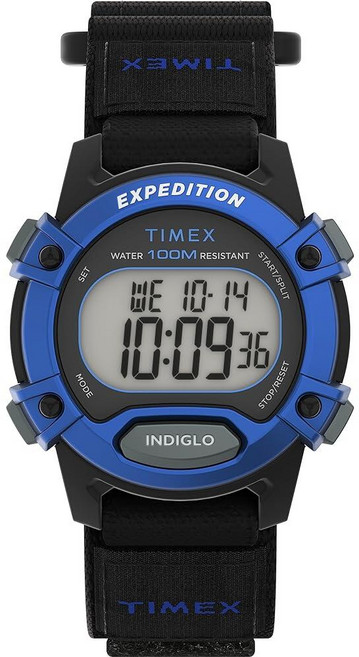 Timex 유니 익스페디션 CAT 33mm 시계 블랙/블랙 Expedition CAT 중간 사이즈 33mm, 블랙/디지털/블랙/블루