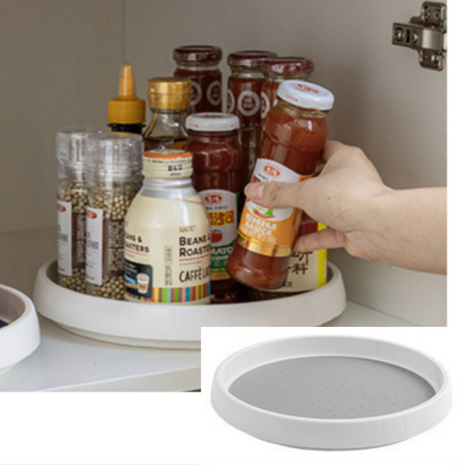 더모은 수납 회전 트레이 선반, 그레이, 1개