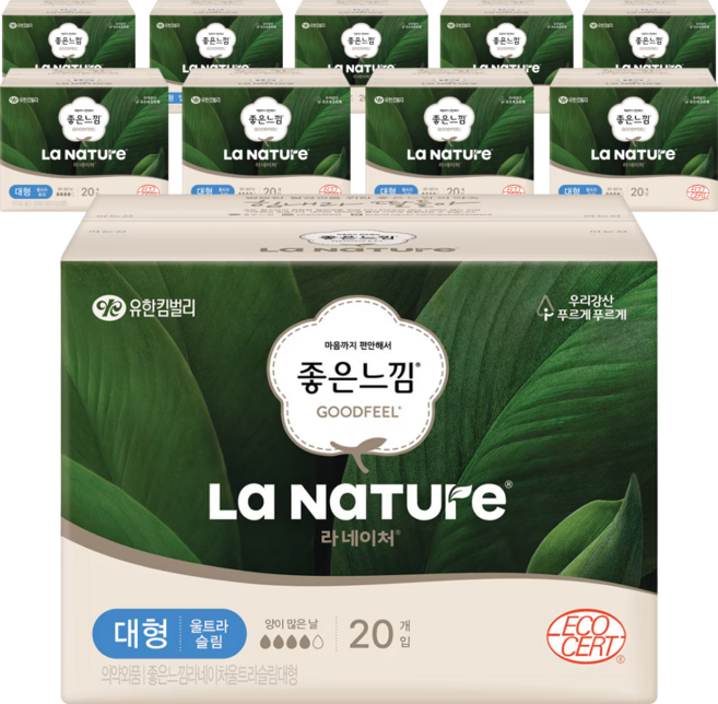 라네이처 좋은느낌 울트라 생리대 날개형, 대형, 20개입, 10개
