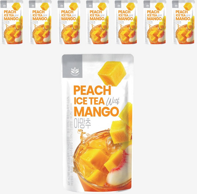 발란스그로우 편의점 빅사이즈 파우치 음료 아망추 복숭아 망고 아이스티 홈카페 탕비실음료, 8개, 320ml