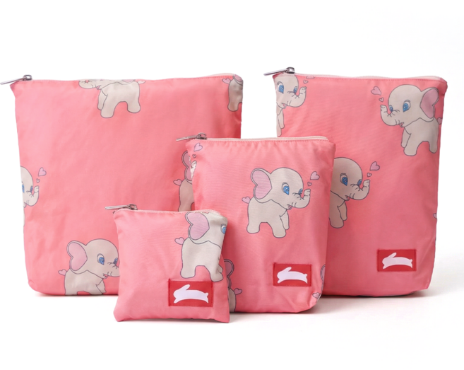 오우아스튜디오 어린이집 준비물 방수 파우치 4종 세트, 더비 핑크