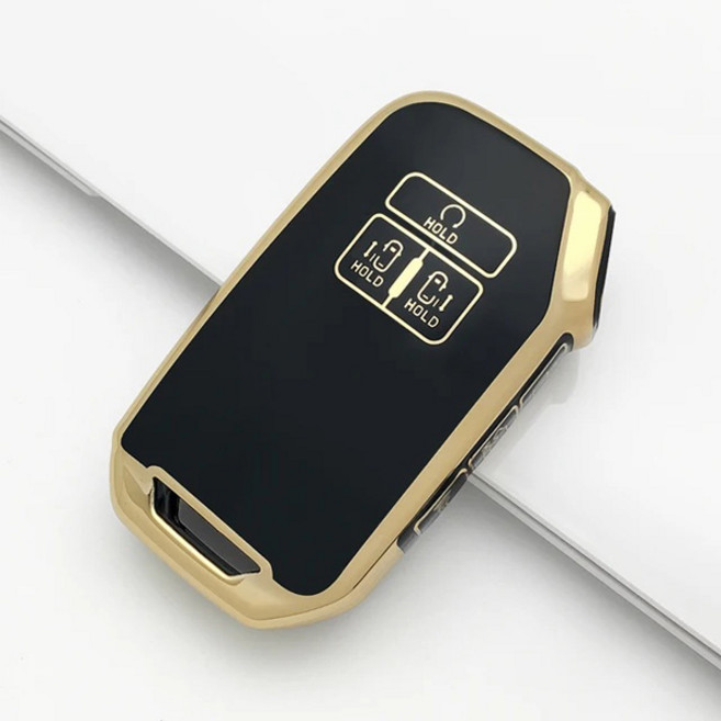 TPU 기아 4세대 카니발 호환용 키케이스 스마트키 케이스 골드라인 TPU소재 KA4 카니발 키케이스, 블랙