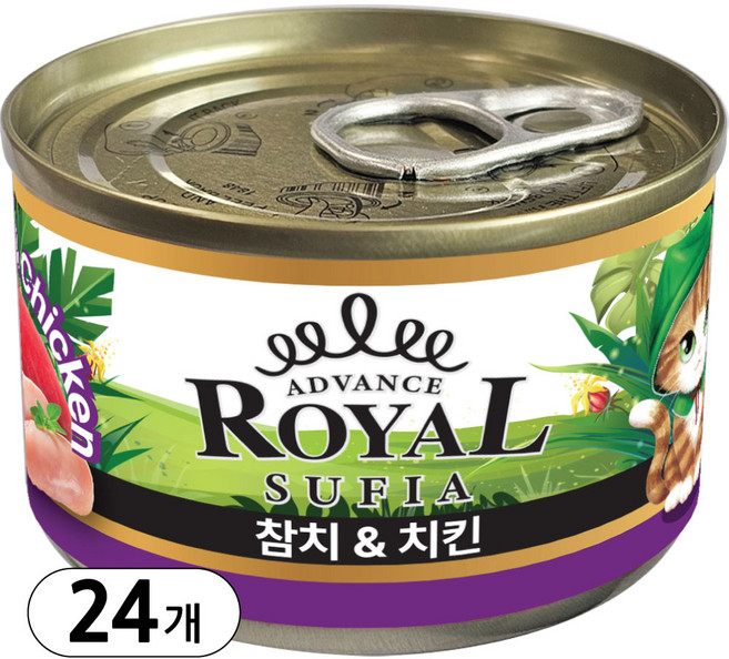 어드밴스 로얄 수피아 캔 4종 170g x 24개입 고양이 캔 간식, 24개, 어드밴스 로얄 수피아 참치&치킨