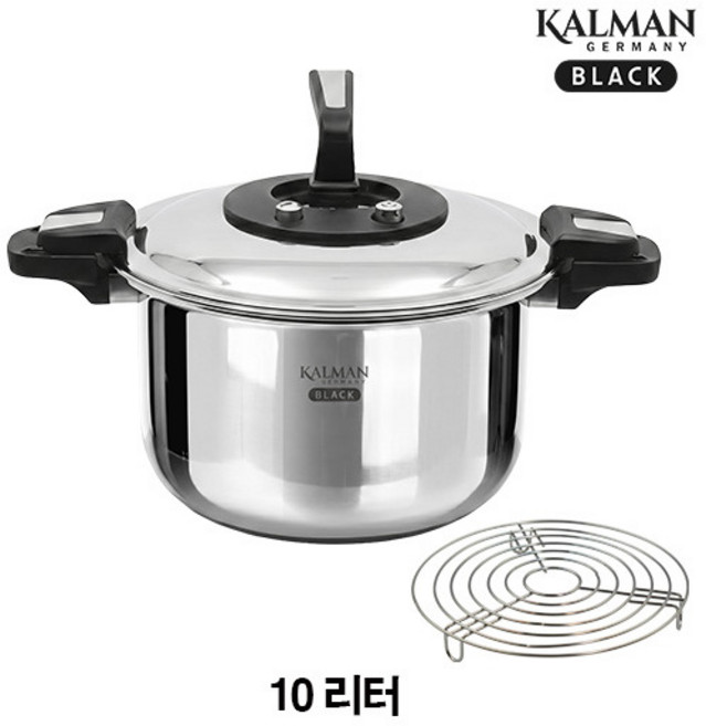 5위 - (10L) 블랙 통5중 IH 저압냄비+스테인리스 찜판, 상세참조, 1개, 냄비,찜판