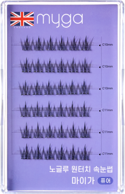 마이가 노글루 속눈썹 원터치 가닥 자연연장 속눈썹, 1개, 퓨어