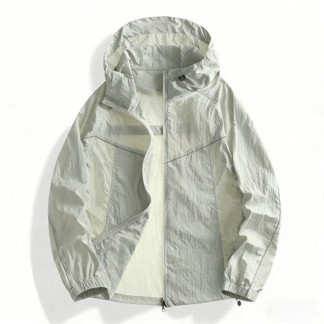 AOKADA 남녀공용 여름 자외선 차단 초경량 바람막이 통기성 후드집업 쿨링 자켓, 라이트그레이