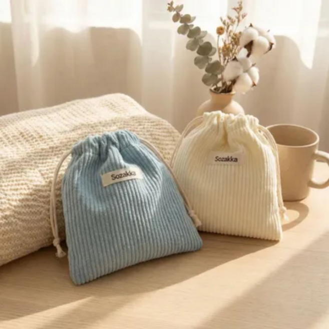 파인바잉 코듀로이 미니 스트링 파우치 2p 세트