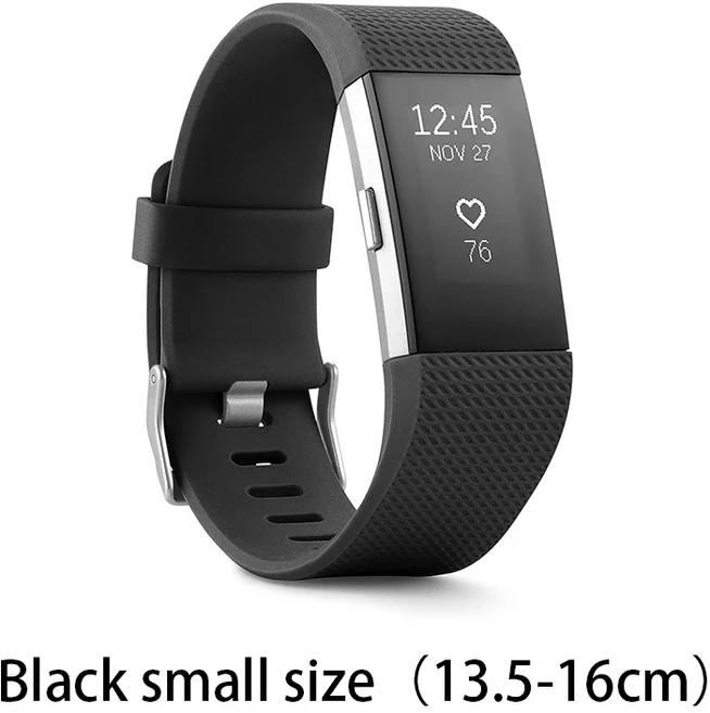 Fitbit Charge 2 스마트 손목 밴드 심박수 모니터링 운동 보수계 피트니스 통화 알림 GPS IOS Android, 03 Black small size
