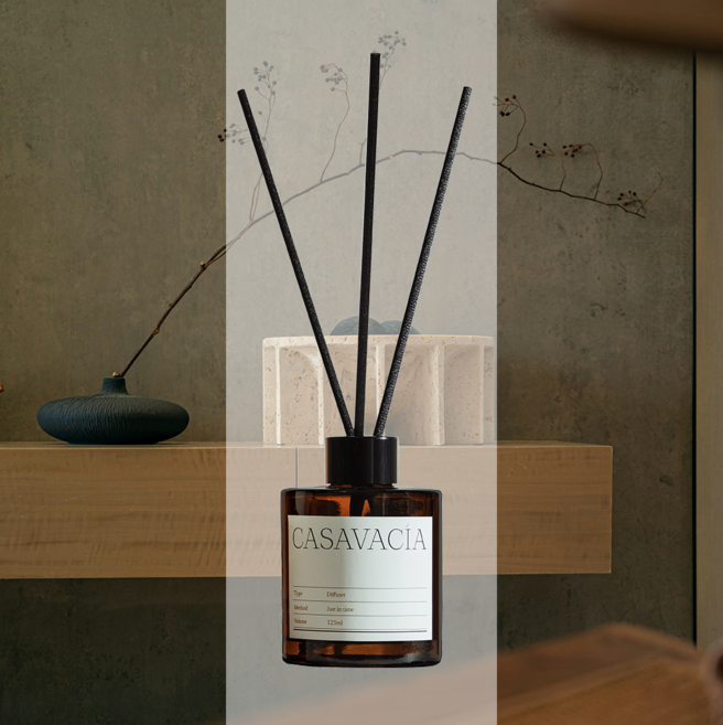 카사바시아 달달한 시원한 디퓨저 방향제, 1개, 125ml, 우드사틴무드