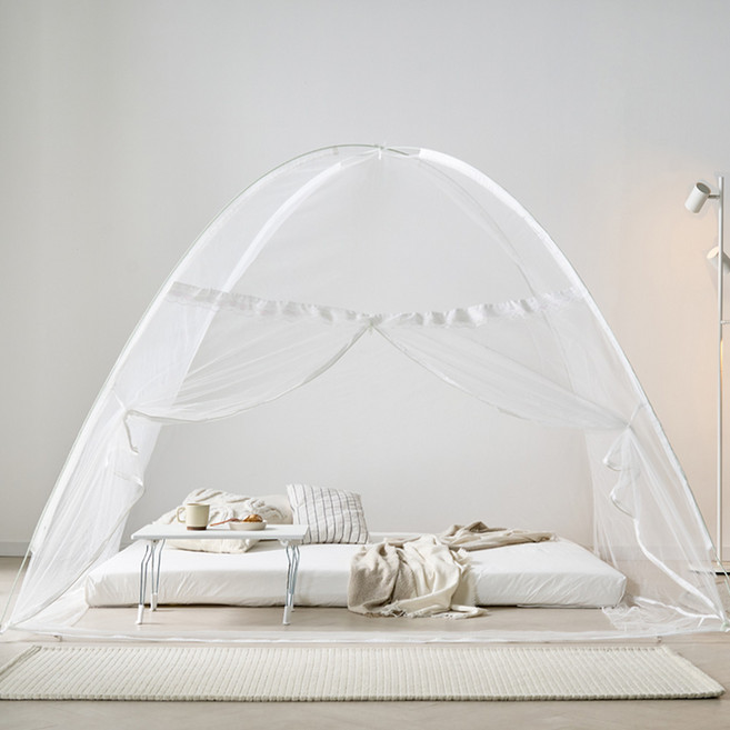 알뜨리 원터치 사각 자동 팝업 텐트 침대 모기장 화이트