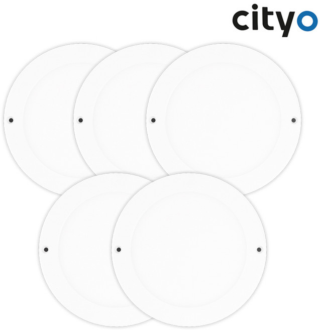 LED 바로 원형 직부등 16W 주광색(하얀빛) 6인치 무타공 평판등 /씨티, 5개