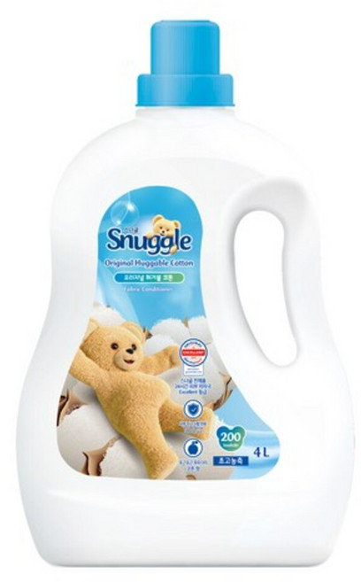 스너글 초고농축 섬유유연제 오리지널 허거블 코튼 본품 4L, 1개