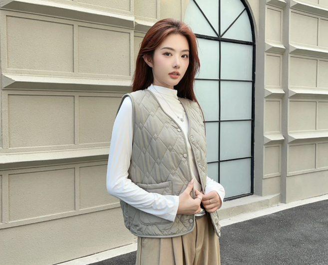 겨울 봄 가을 여성 패션 경량 부드러운 민소매 패딩 조끼