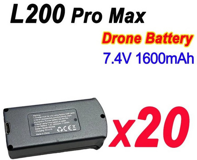 오리지널 LYZRC L200 프로 맥스 4K 드론 배터리 쿼드콥터 예비 부품 액세서리 7.4V 1600mAh, 02 L200Promax BatterX20, 1개