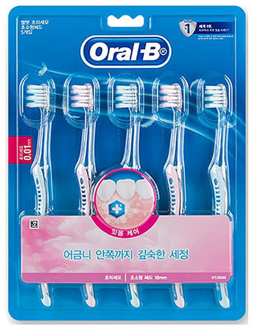 오랄비 벨벳 잇몸케어 칫솔, 5개입, 1개