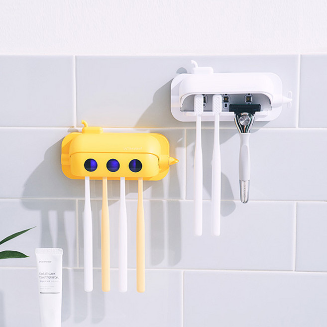 울트라웨이브 세계최초 방수 무선 가정용 칫솔살균기 UVC, 깔끔한 화이트, 서브마린