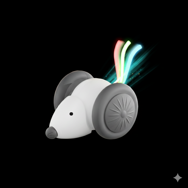 앤트앤비 스마트 강아지 고양이 장난감 야광꼬리 달리는 쥐돌이 자동 움직이는 쥐, 1개, 화이트, 쥐돌이장난감