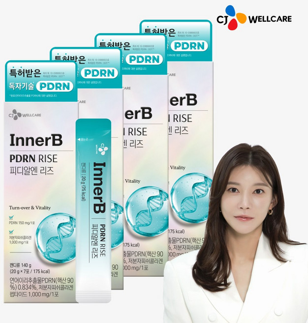 CJ 이너비 먹는 PDRN 150mg 콜라겐 뮤신 차예련의 피디알엔리즈, 4박스, 140g