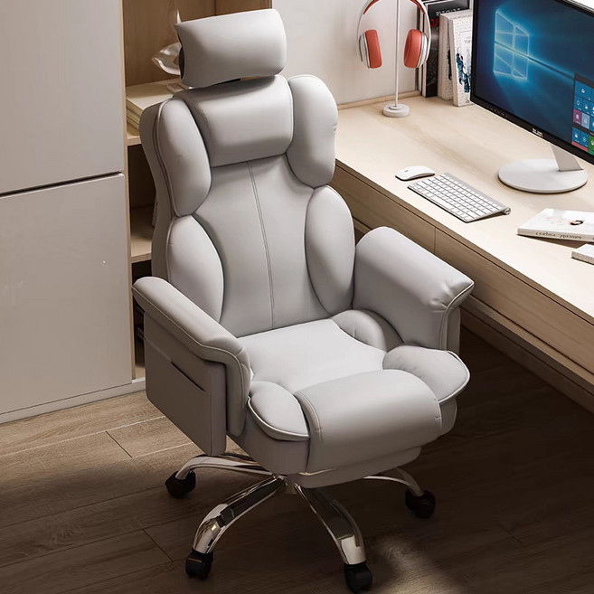 Tixpra 고퀄리티 가정용 사무용 의자 편안하고 오래 앉아 있는 유니버설 컴퓨터 의자 누울 수 있는 발 달린 낮잠 놀이 의자, 회색