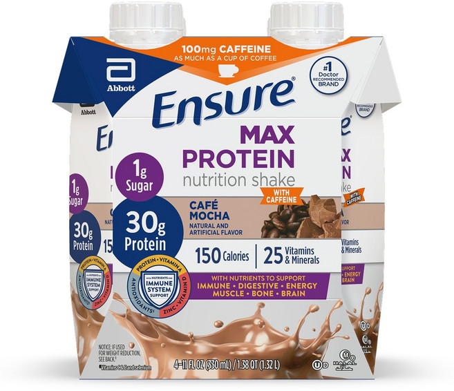 인슈어 맥스 프로틴 쉐이크 | 카페 모카 | 바로 마실 수 Ensure Max Protein Shake | Cafe Mocha | Ready to Drink | 30g Prote, 3.5kg, 1개, 1ml