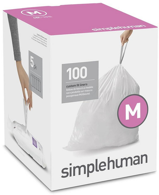 136902 Simplehuman Code H 60개 정품 Odorsorb 맞춤형 핏 라이너 디스펜서 팩의 드로스트링 냄새 흡수 쓰레기 봉투 30-35리터 / 8-9갤런
