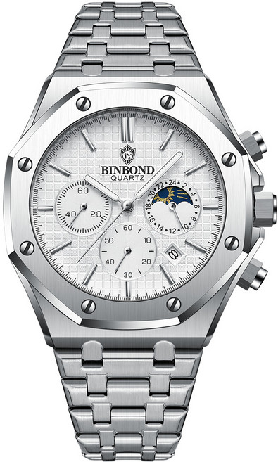 남성 스테인리스 시계 명품 브랜드 은석영 시계 비즈니스 패션 월상 타이머 다기능 시계
