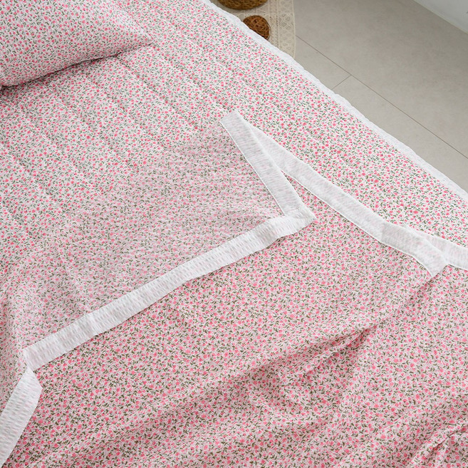 안나푸르나 썸머가든 시어서커 여름이불, 홑이불단품_1장, 가든핑크