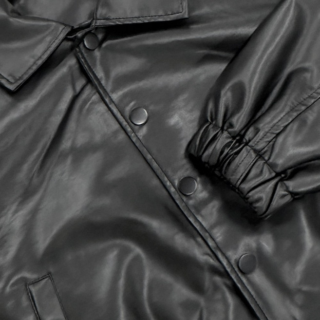 Fee 翻領燈籠袖排釦短版皮革外套夾克