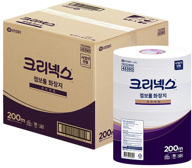 크리넥스 점보롤 200m 16롤 1박스, 4개, 4개입