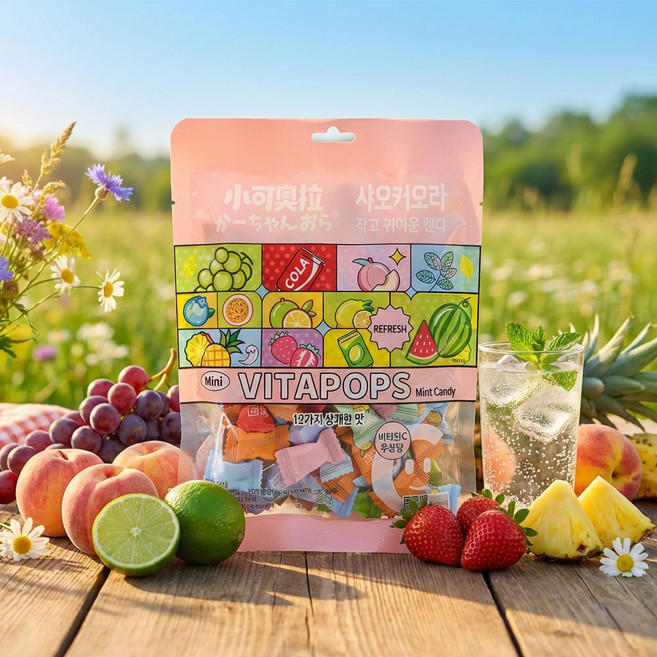 아이엠캔디 무설탕 사탕 12가지 과일 민트 캔디 비타민C 200mg 함유, 1개, 100g