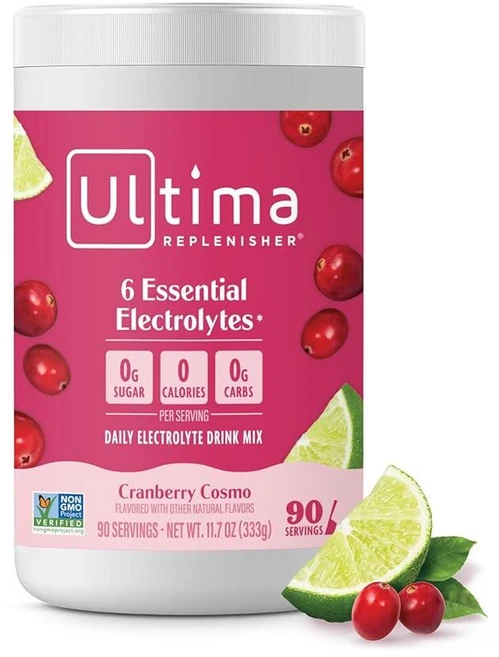 Ultima Replenisher 아이스티 에이드 원액 분말 가루 울티마 리플레니셔 모크타이니 전해질 파우더 음료 믹스 피나 콜라다 90회 분량 6가지 전해질과 미량 미네랄이, Cranberry Cosmo, 1, 333g - 쿠팡