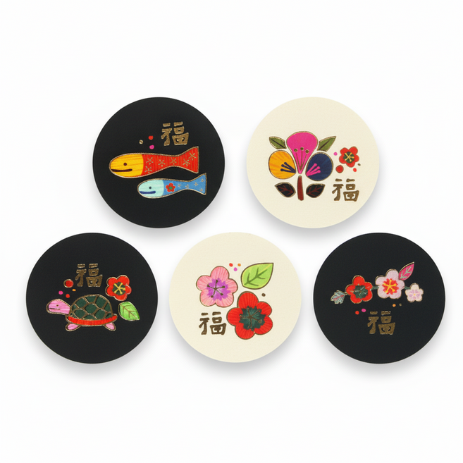 잇츠K 전통 스티커, 100개입, 민화자수 원형