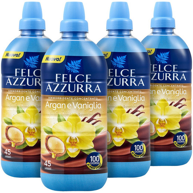 펠체아주라 이탈리아 150년 향좋은 초고농축 섬유유연제 아르간 바닐라, 900ml, 4개