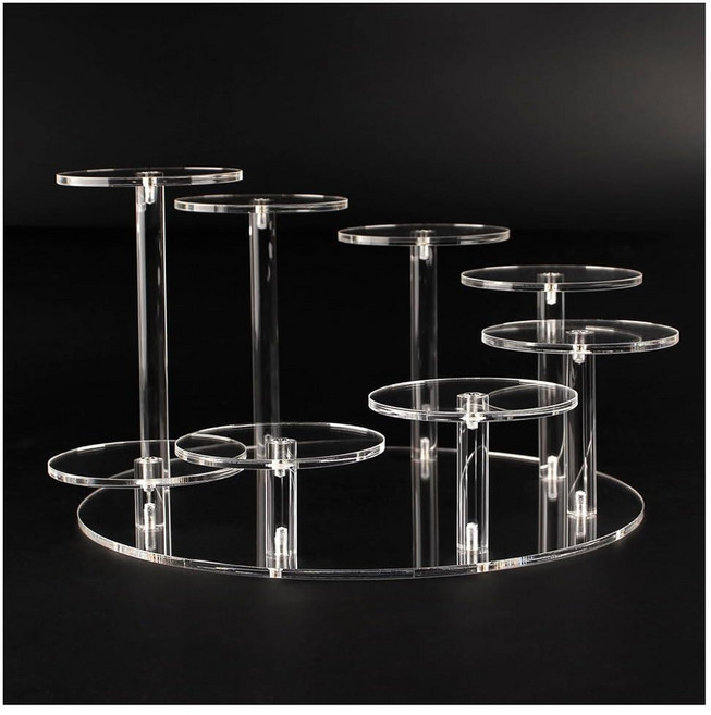 YQUQAQN 8 Tier Clear Display Risers for Small Figures Acrylic Stand Perfume Round Riser Decor and, YQUQAQN 8 Tier Clear Display R
