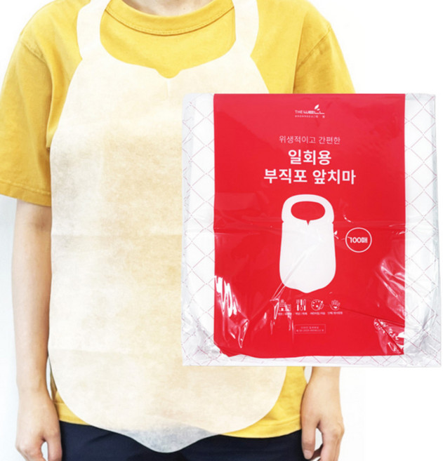 부직포 앞치마 기본형 일회용 업소용 음식점 100매, 1개