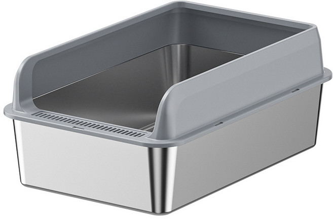 HANTAO 스테인레스 대형 고양이 화장실 반밀폐식, 스테인리스, 1개