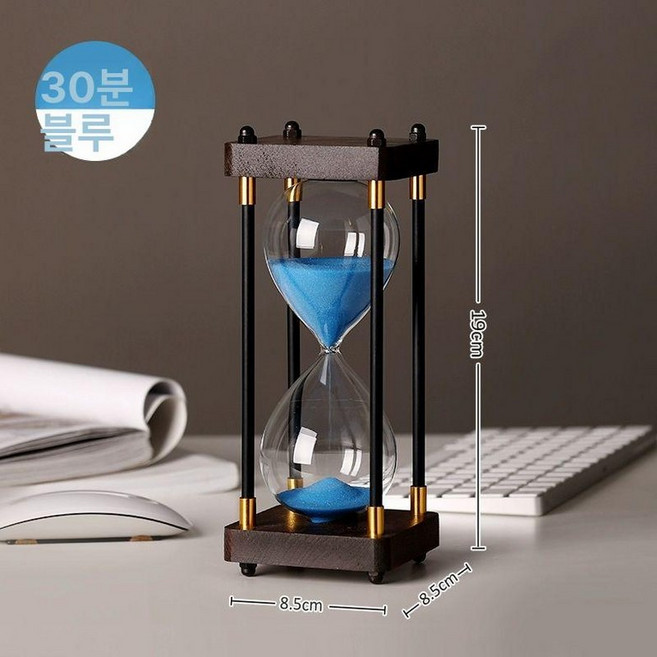 정밀 모래 시계 인테리어 1시간 타이머 소품 60분, 소형 블루샌드 30분