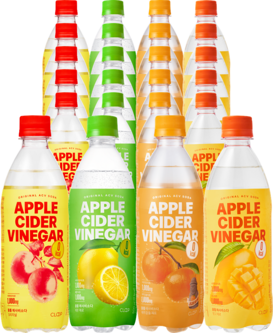 클룹 애사비소다 4종 세트 (오리지널+레몬+감귤+망고), 24개, 500ml